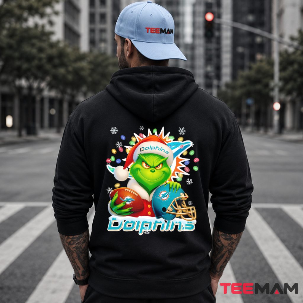 Miami Dolphins Grinch Christmas Lights Hoodie Miami Dolphins Grinch Christmas Lights Hoodie