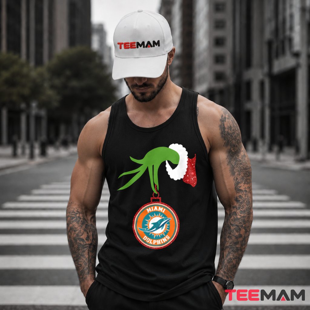 Miami Dolphins Grinch Hand Ornament Tank Top Miami Dolphins Grinch Hand Ornament Tank Top