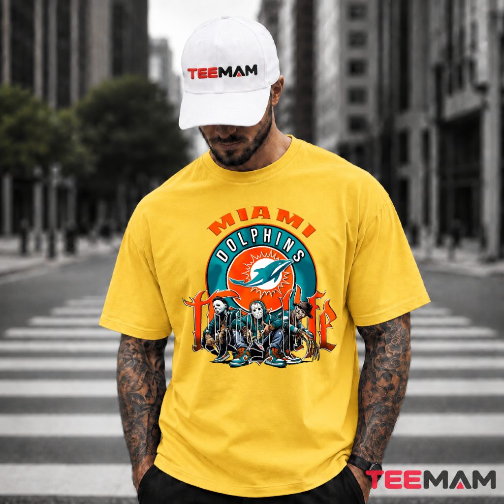 Miami Dolphins Horror Icons True Fan T-Shirt