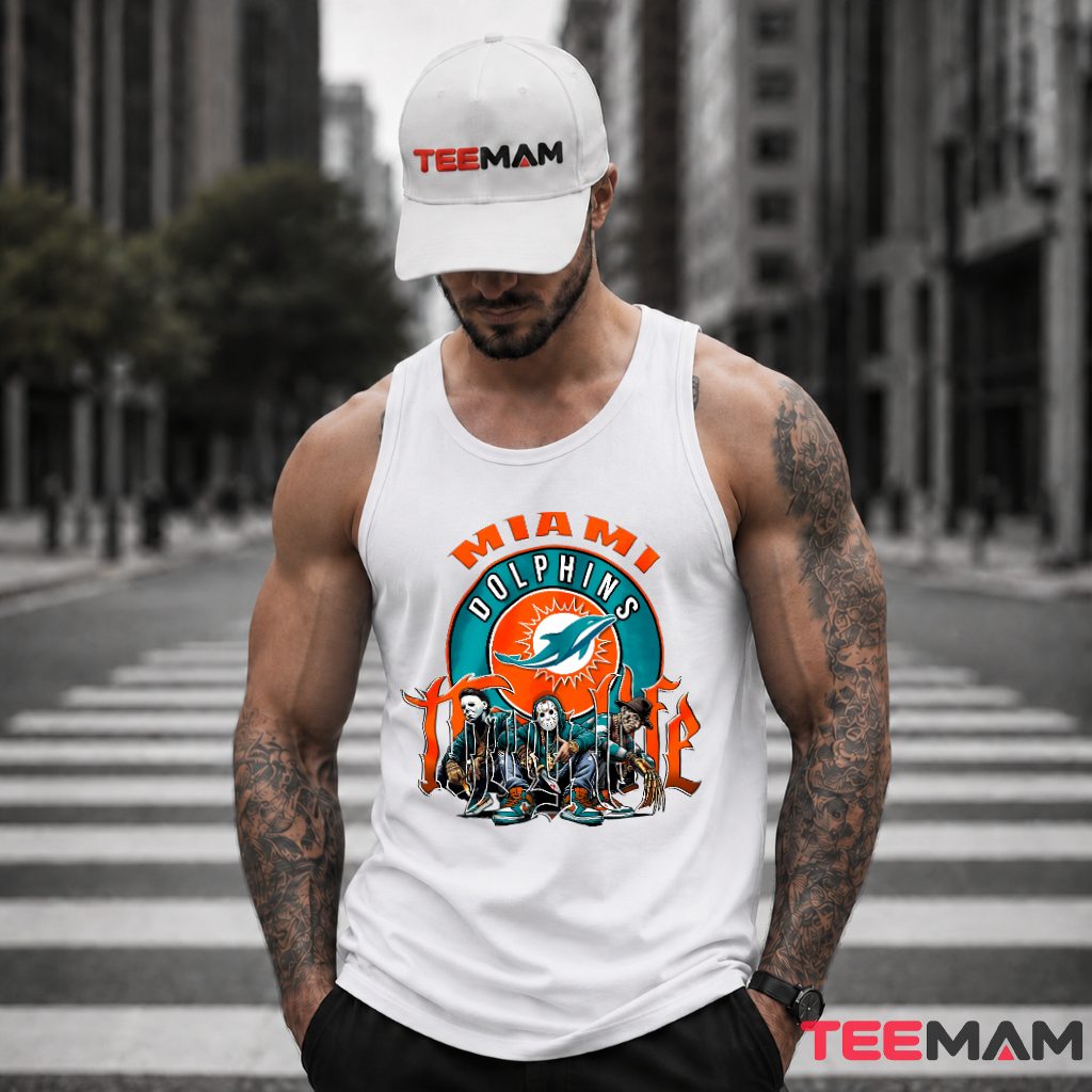 Miami Dolphins Horror Icons True Fan Tank Top Miami Dolphins Horror Icons True Fan Tank Top