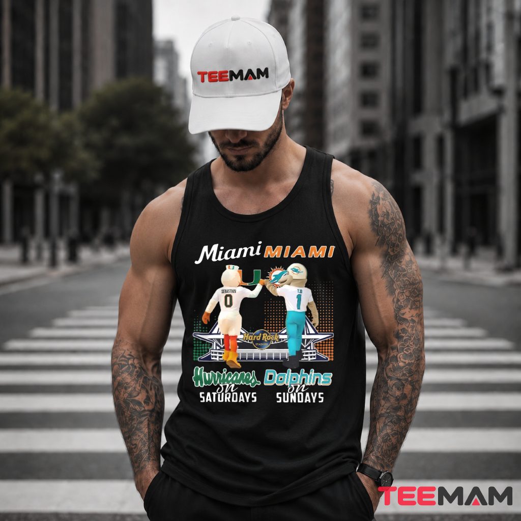 Miami Dolphins Hurricanes Mascot Saturdays Sundays Tank Top Miami Dolphins Hurricanes Mascot Saturdays Sundays Tank Top