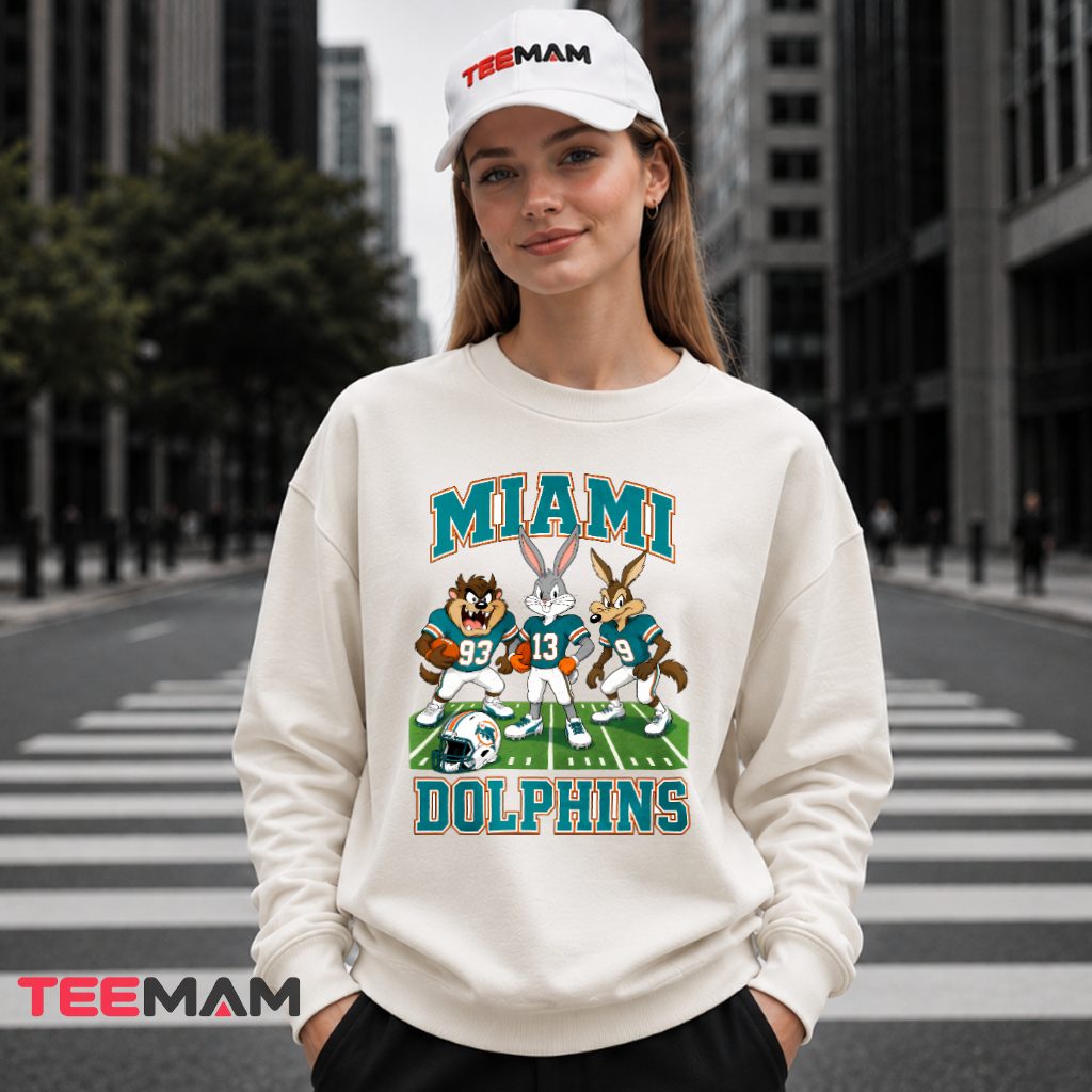 Miami Dolphins Looney Tunes Football Team Long Sleeve Miami Dolphins Looney Tunes Football Team Long Sleeve