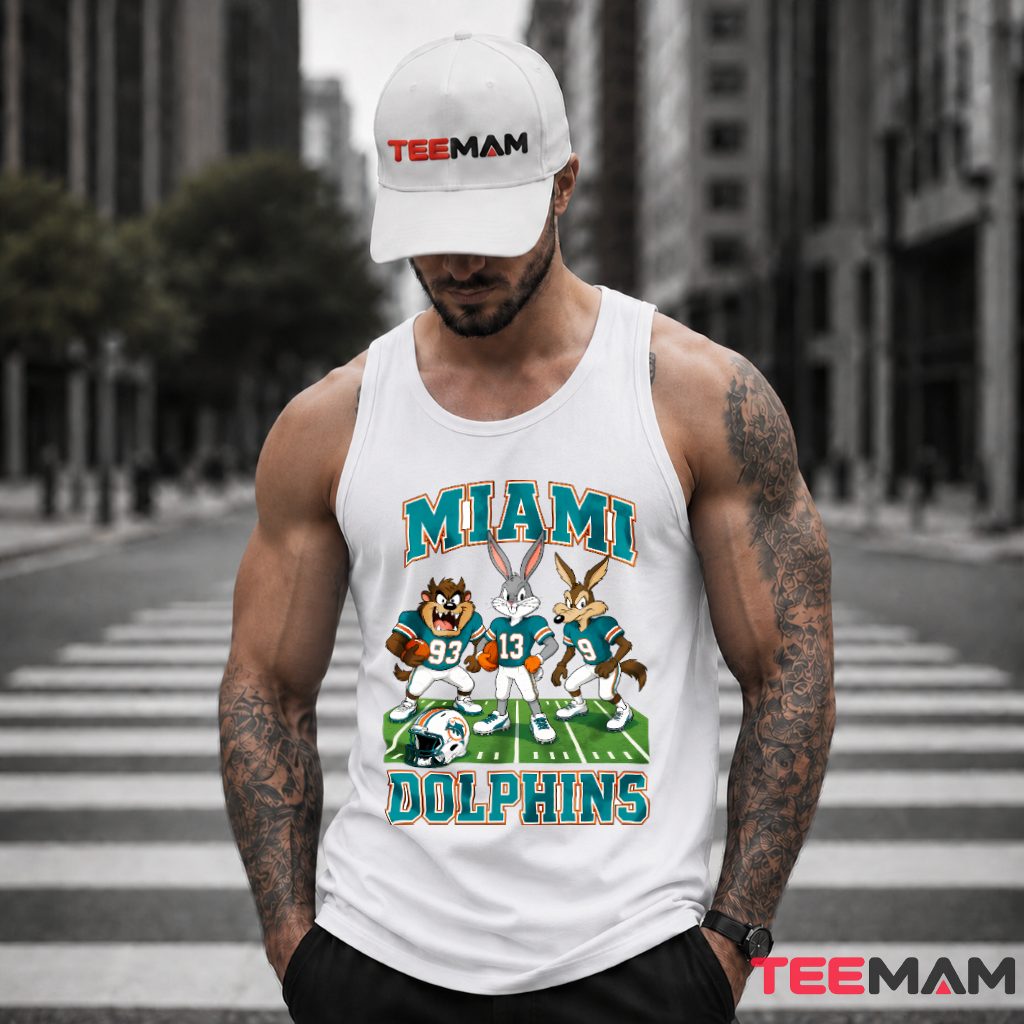 Miami Dolphins Looney Tunes Football Team Tank Top Miami Dolphins Looney Tunes Football Team Tank Top