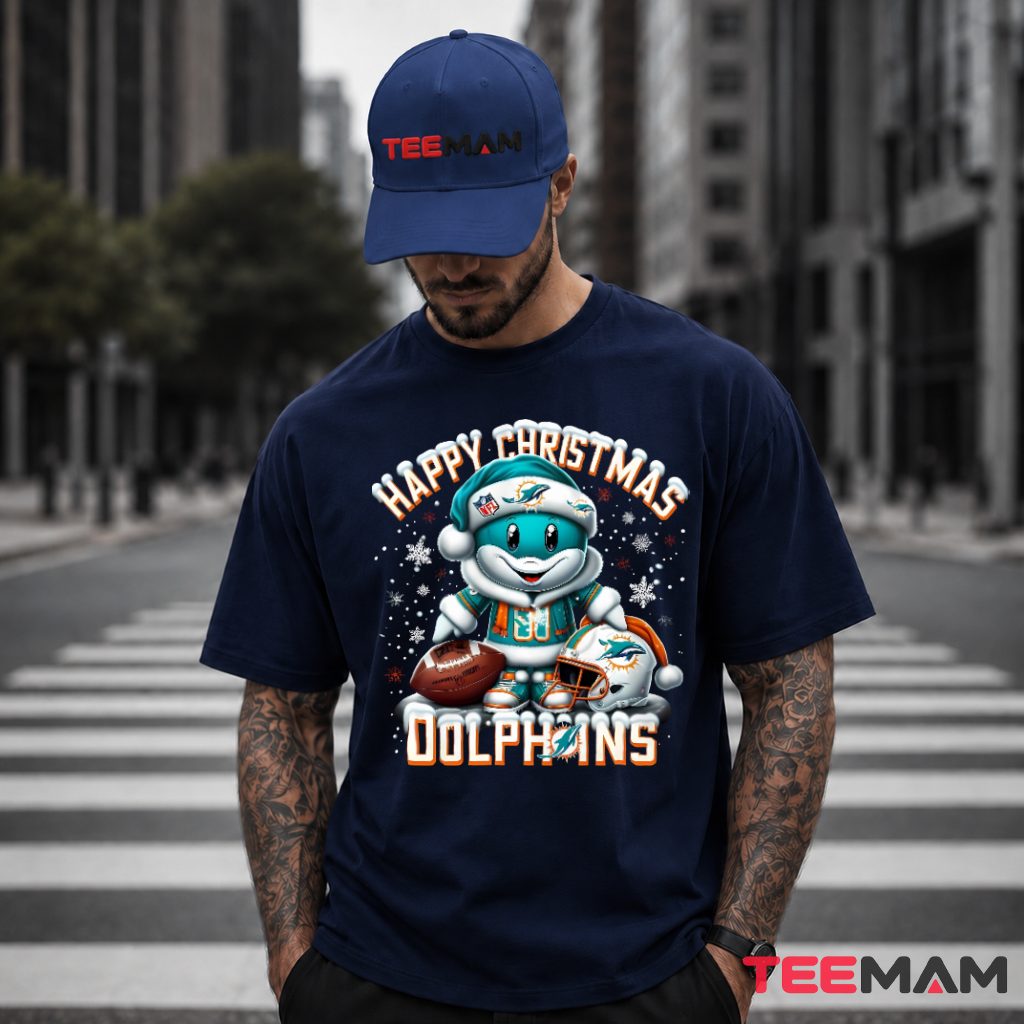 Miami Dolphins Mascot Happy Christmas T-Shirt