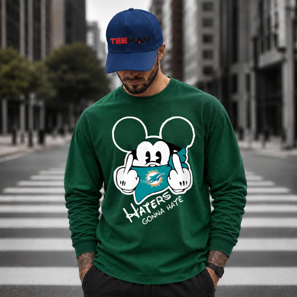 Miami Dolphins Mickey Haters Gonna Hate Long Sleeve Miami Dolphins Mickey Haters Gonna Hate Long Sleeve