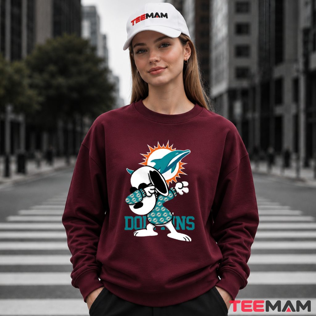 Miami Dolphins Snoopy Dabbing Fan Long Sleeve Miami Dolphins Snoopy Dabbing Fan Long Sleeve