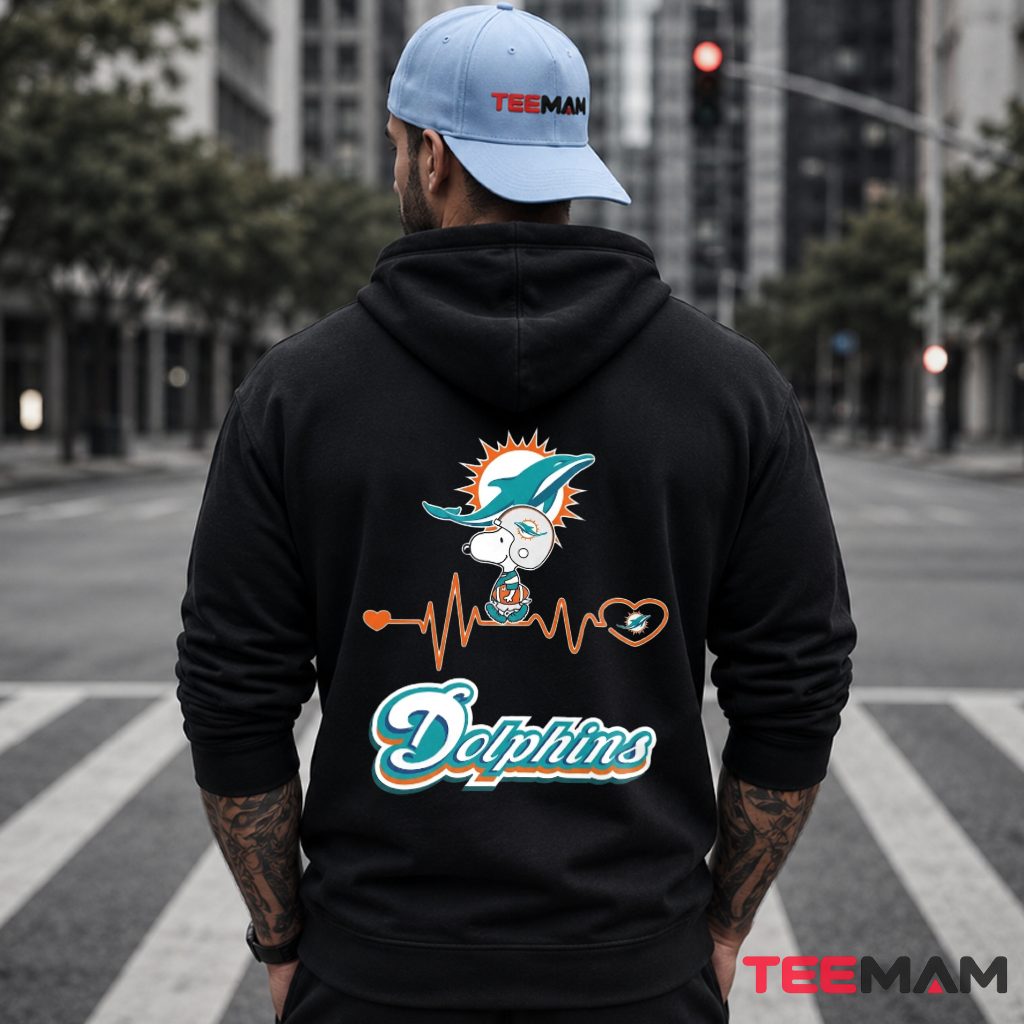 Miami Dolphins Snoopy Heartbeat Hoodie Miami Dolphins Snoopy Heartbeat Hoodie