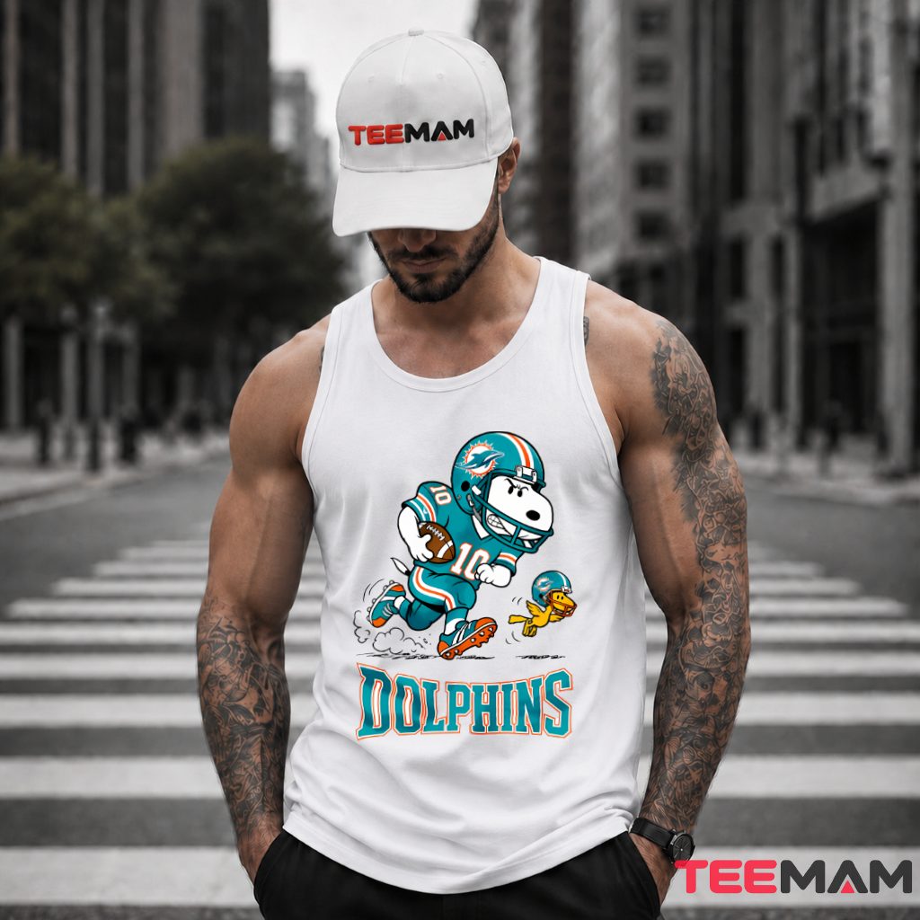 Miami Dolphins Snoopy Running Back Tank Top Miami Dolphins Snoopy Running Back Tank Top
