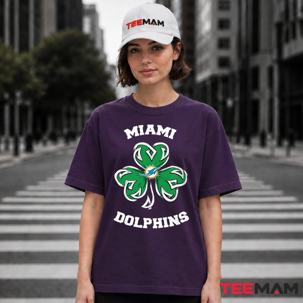 Miami Dolphins St Patrick Day Shamrock Clover T-Shirt