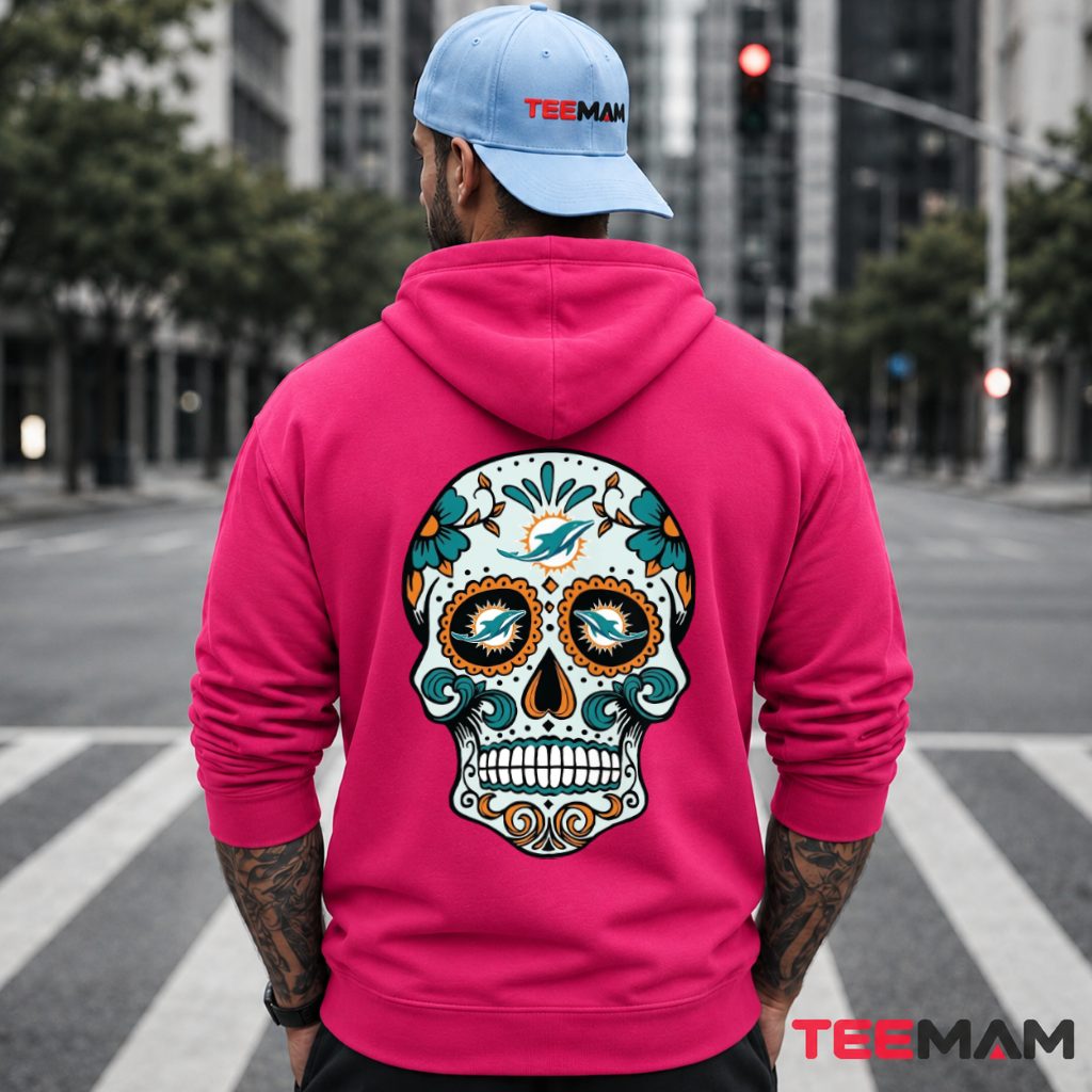 Miami Dolphins Sugar Skull Fan Hoodie Miami Dolphins Sugar Skull Fan Hoodie