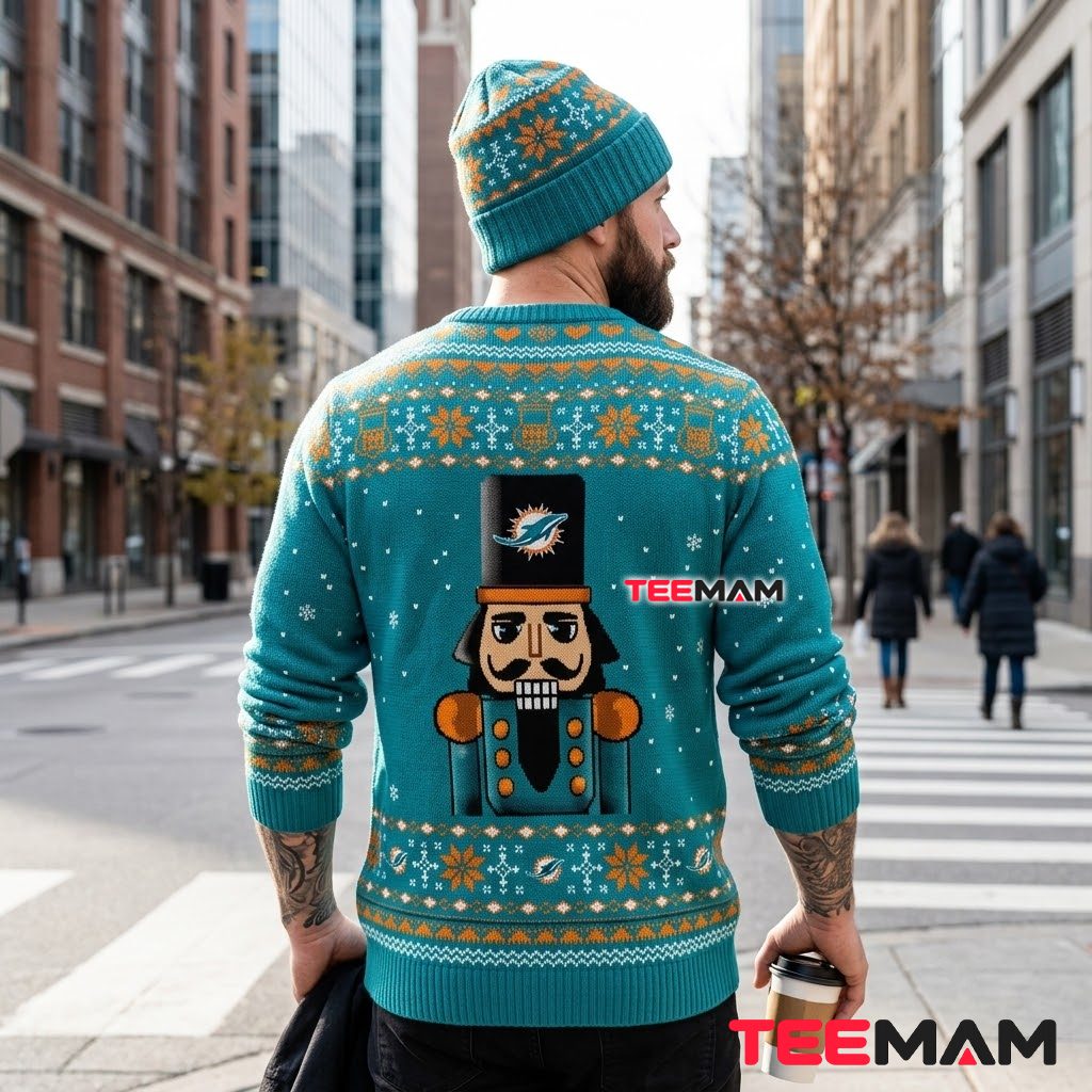 Miami Dolphins Ugly Christmas Sweater Nutcracker Not Player Version 3 Miami Dolphins Ugly Christmas Sweater Nutcracker Not Player Version 3