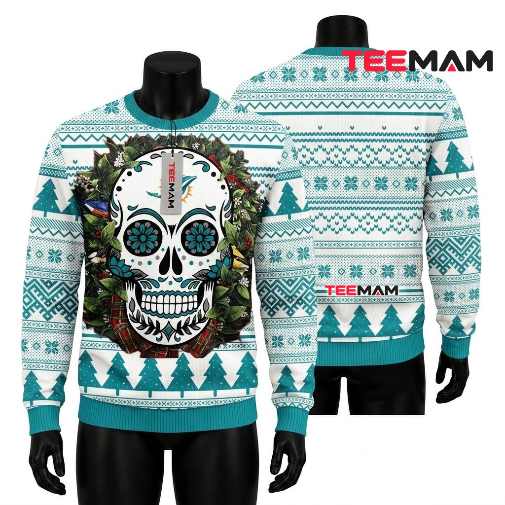 Miami Dolphins Ugly Christmas Sweater Snowflake Pattern Classic Miami Dolphins Ugly Christmas Sweater Snowflake Pattern Classic