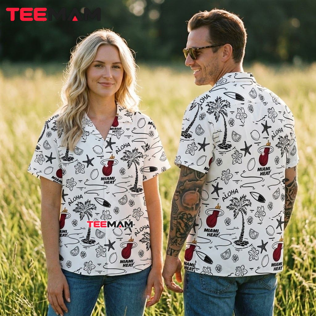 Miami Heat Aloha Shirt Coconut Starfish Palm Back Miami Heat Aloha Shirt Coconut Starfish Palm Back