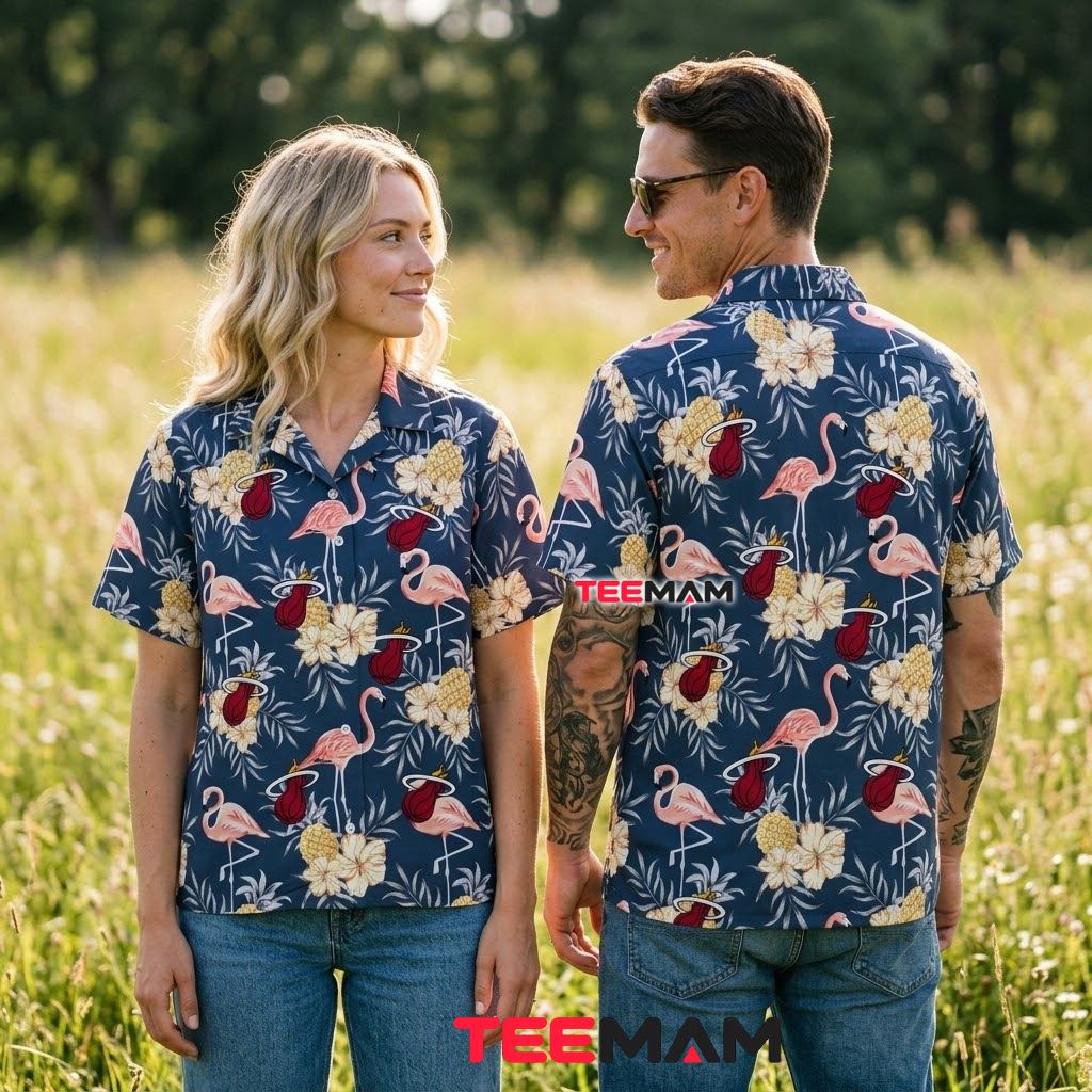 Miami Heat Hawaiian Shirt Flamingo Pineapple Back Miami Heat Hawaiian Shirt Flamingo Pineapple Back
