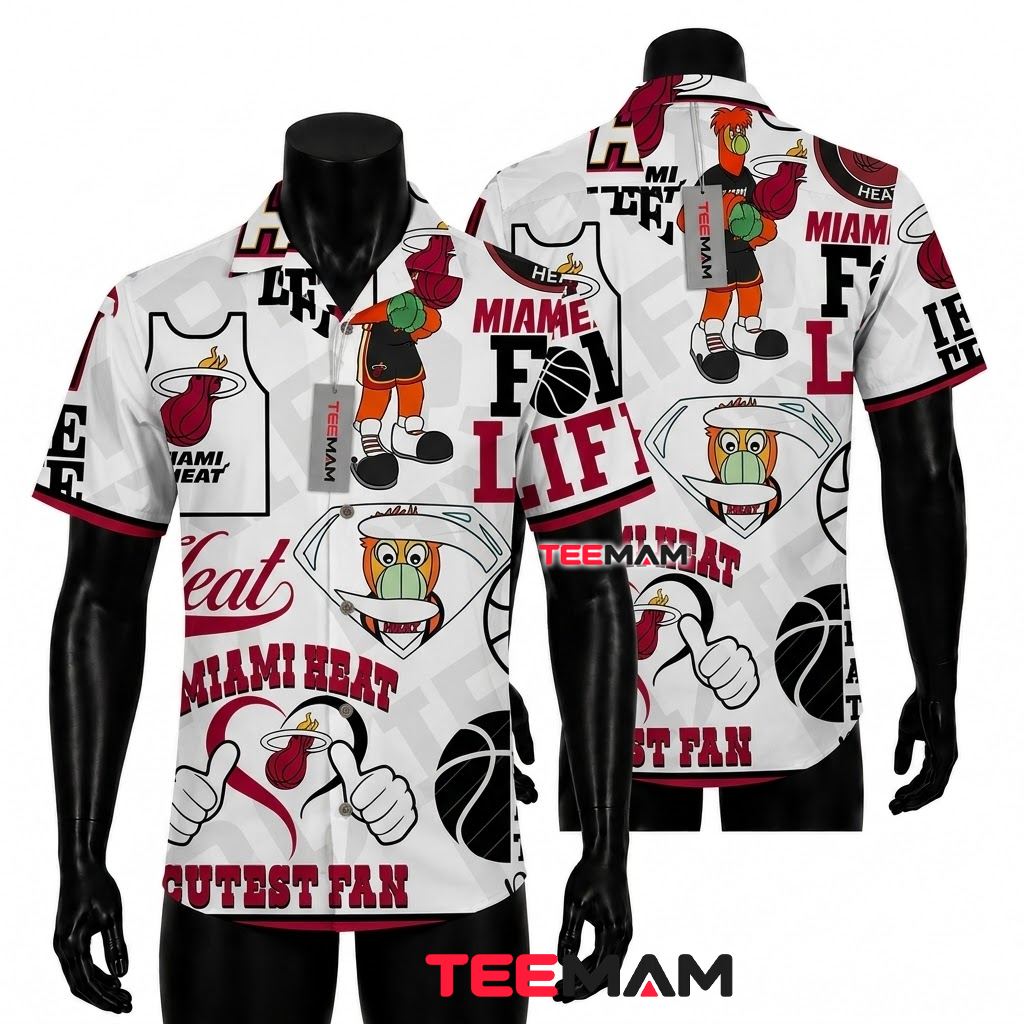 Miami Heat Hawaiian Shirt Mascot Fan Collage Front