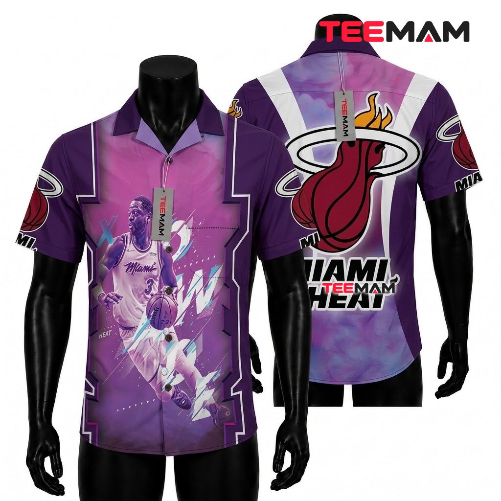Miami Heat Hawaiian Shirt Purple Mist Player Front