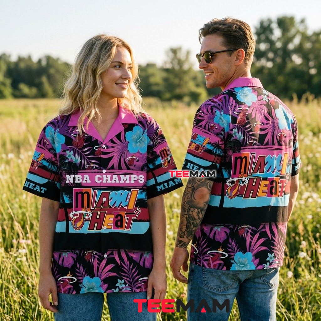 Miami Heat Hawaiian Shirt Vice Wave Hibiscus Back Miami Heat Hawaiian Shirt Vice Wave Hibiscus Back