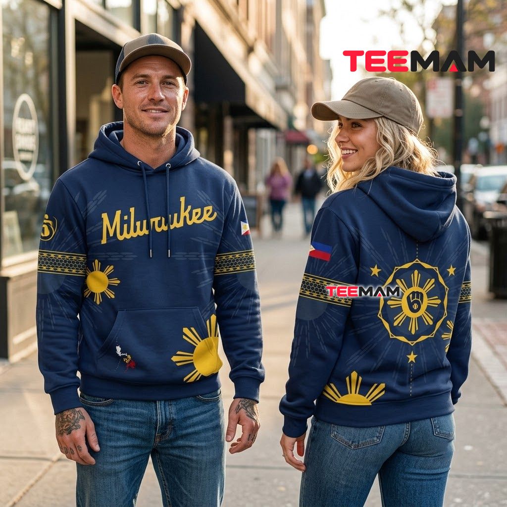 Milwaukee Brewers 3D Hoodie Philippines Flag Sun Back Milwaukee Brewers 3D Hoodie Philippines Flag Sun Back