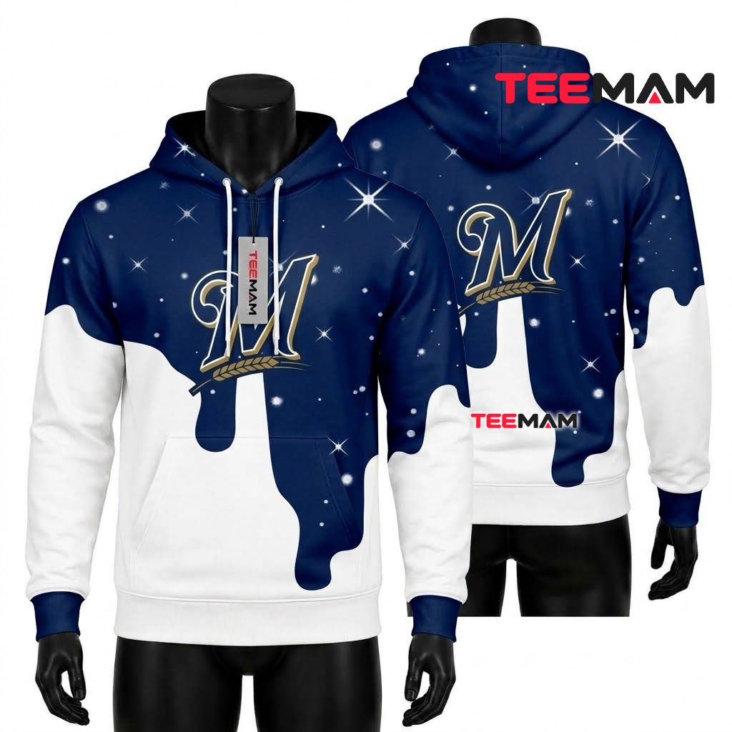 Milwaukee Brewers All Over Print 3D Hoodie Melting Snow Sparkle Front