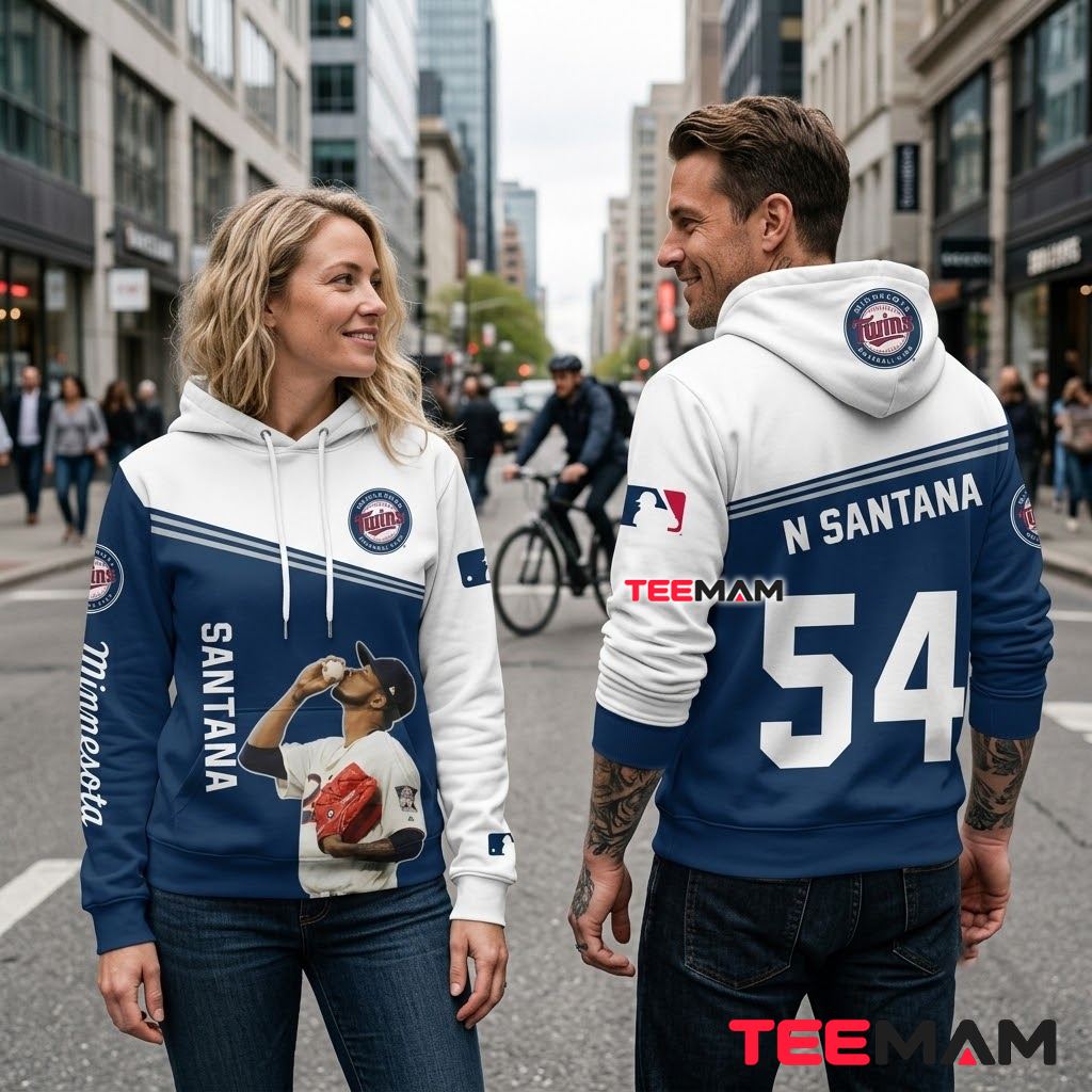 Minnesota Twins 3D Hoodie Ervin Santana 54 Player Portrait Back Minnesota Twins 3D Hoodie Ervin Santana 54 Player Portrait Back