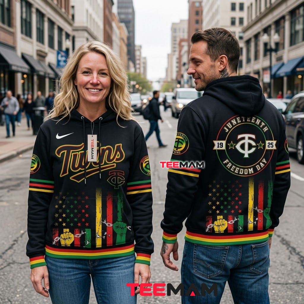 Minnesota Twins 3D Hoodie Juneteenth Freedom Day Black Back Minnesota Twins 3D Hoodie Juneteenth Freedom Day Black Back