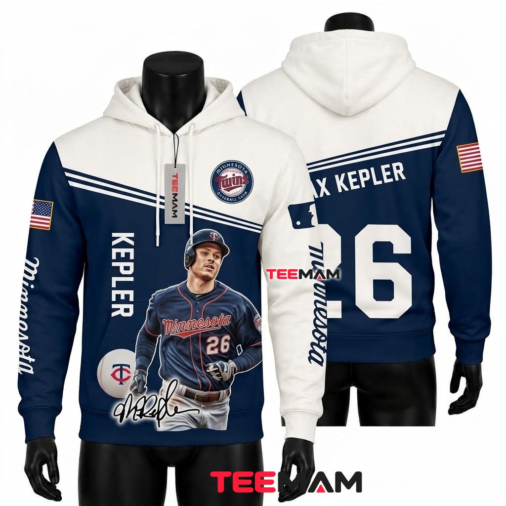 Minnesota Twins 3D Hoodie Max Kepler 26 Player Portrait Front