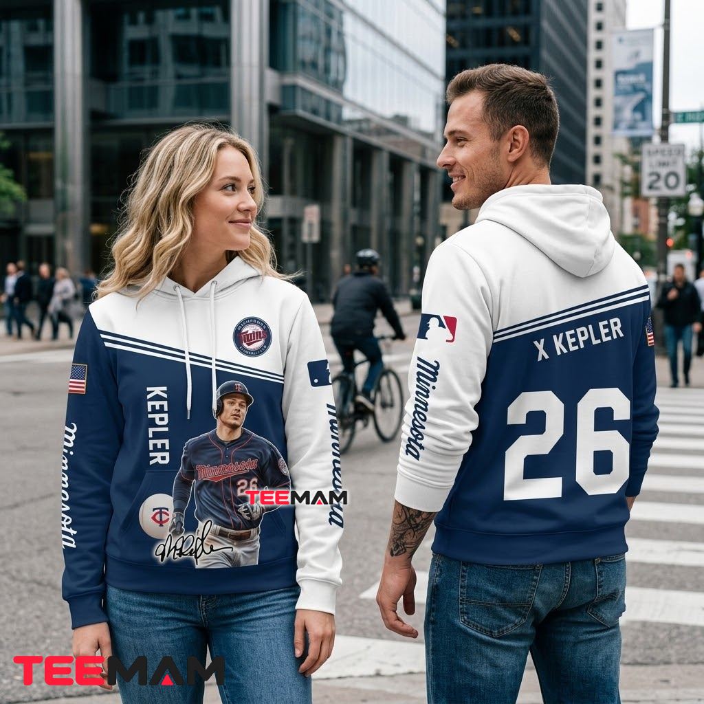 Minnesota Twins 3D Hoodie Max Kepler 26 Player Portrait Back Minnesota Twins 3D Hoodie Max Kepler 26 Player Portrait Back