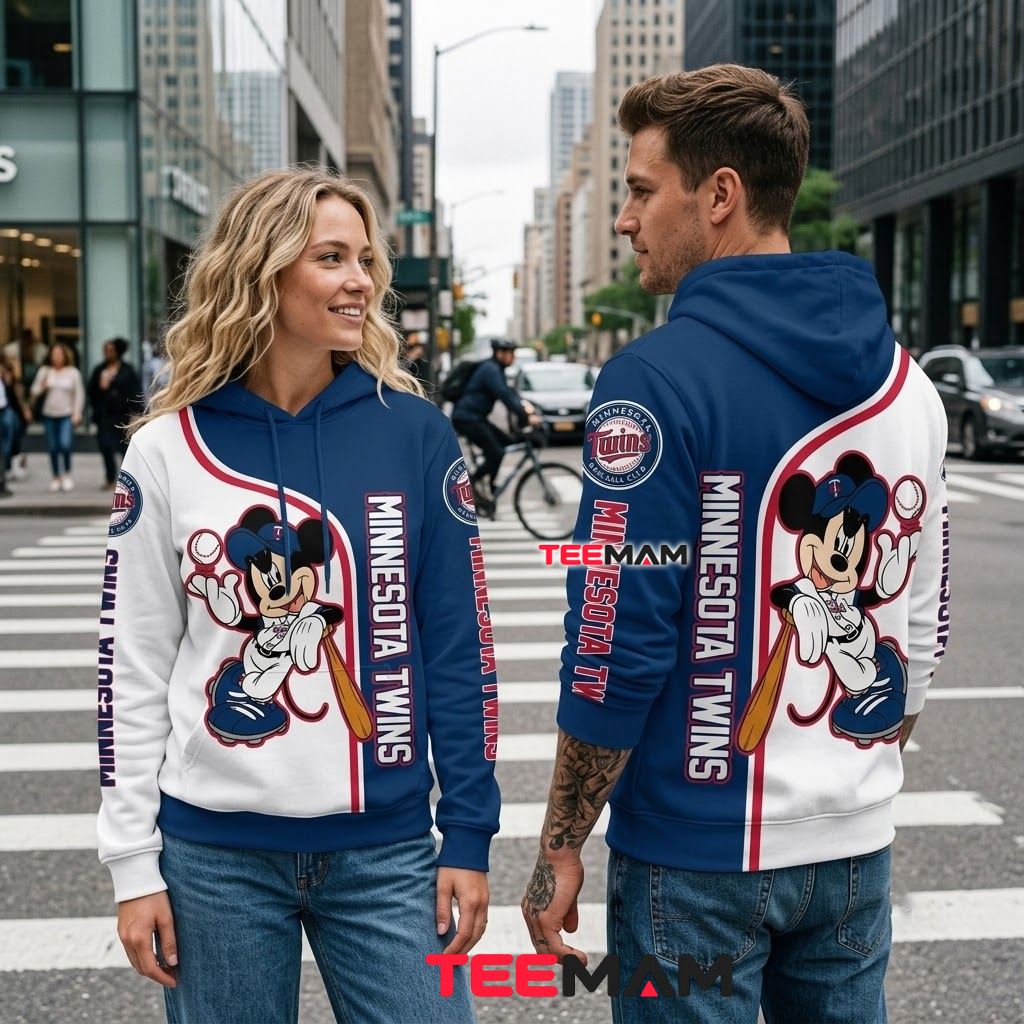 Minnesota Twins 3D Hoodie Mickey Mouse Baseball Split Color Back Minnesota Twins 3D Hoodie Mickey Mouse Baseball Split Color Back