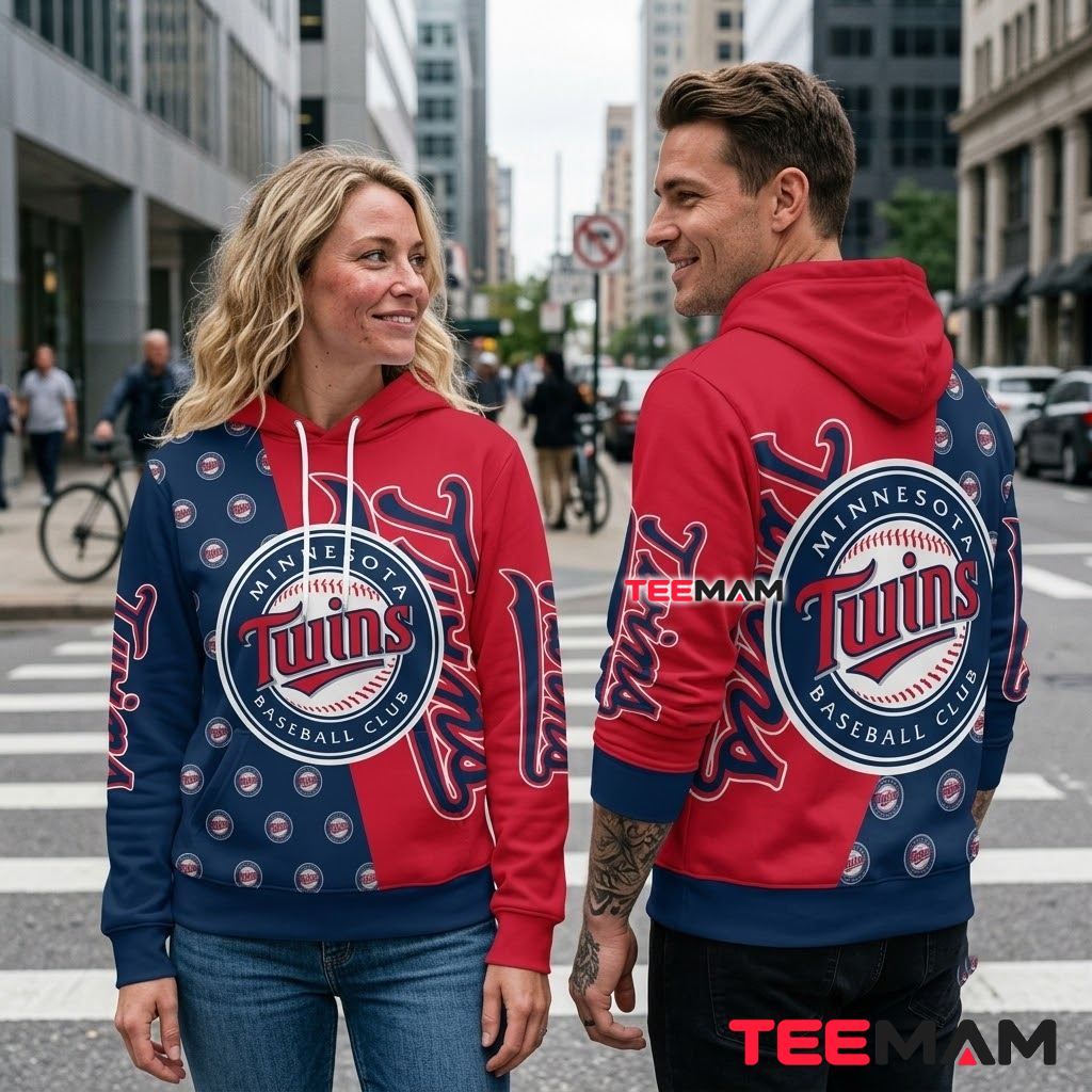 Minnesota Twins 3D Hoodie Split Color Dot Pattern Back Minnesota Twins 3D Hoodie Split Color Dot Pattern Back