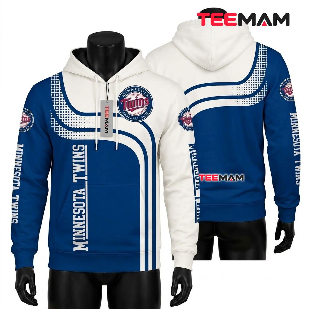 Minnesota Twins All Over Print 3D Hoodie Curve Stripe Dot Pattern Front