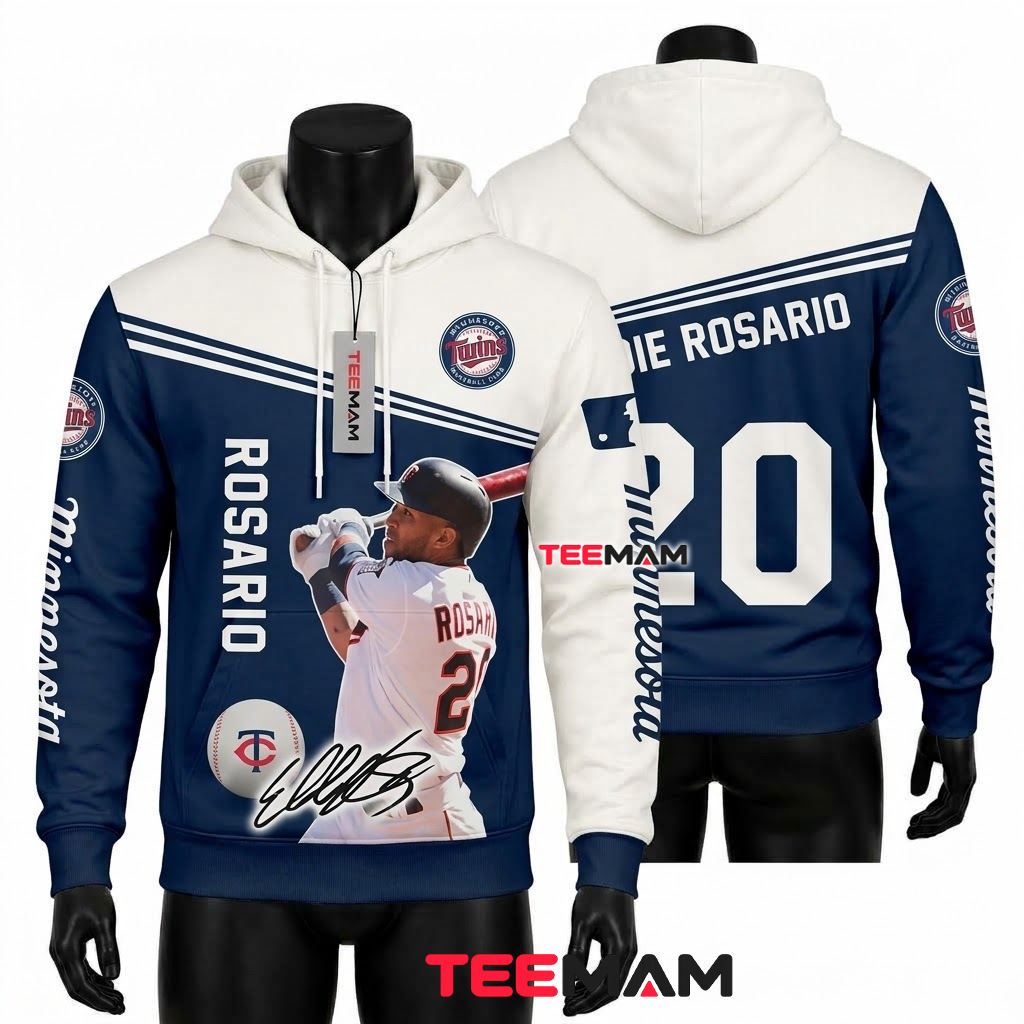 Minnesota Twins All Over Print 3D Hoodie Eddie Rosario 20 Player Portrait Front
