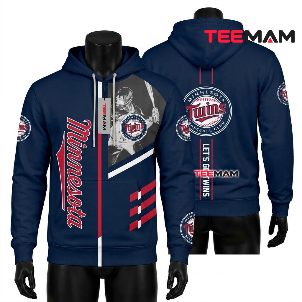 Minnesota Twins All Over Print 3D Hoodie Player Photo Let's Go Twins Front