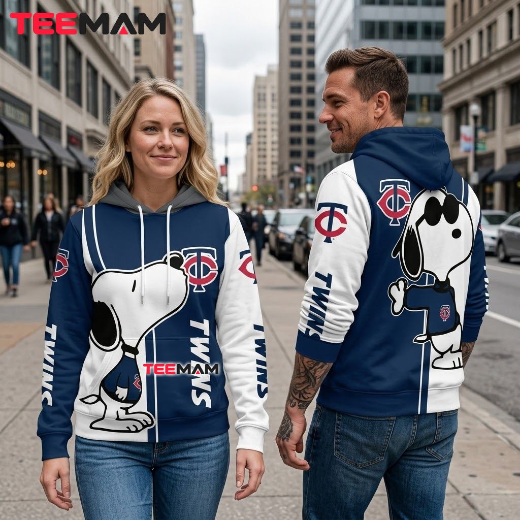 Minnesota Twins All Over Print 3D Hoodie Snoopy Split Color Back Minnesota Twins All Over Print 3D Hoodie Snoopy Split Color Back