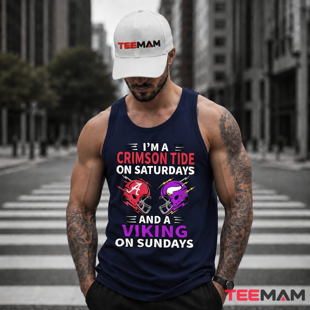 Minnesota Vikings Alabama Crimson Tide Saturday Sunday Tank Top Minnesota Vikings Alabama Crimson Tide Saturday Sunday Tank Top
