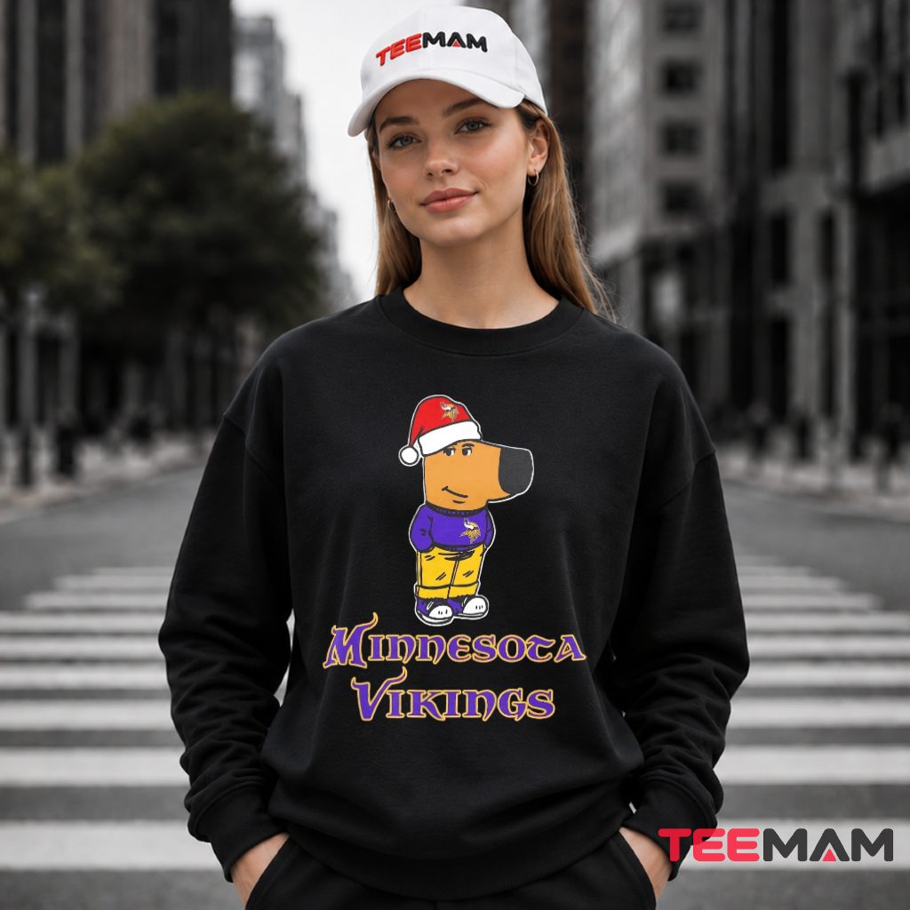 Minnesota Vikings Chill Guy Santa Long Sleeve Minnesota Vikings Chill Guy Santa Long Sleeve
