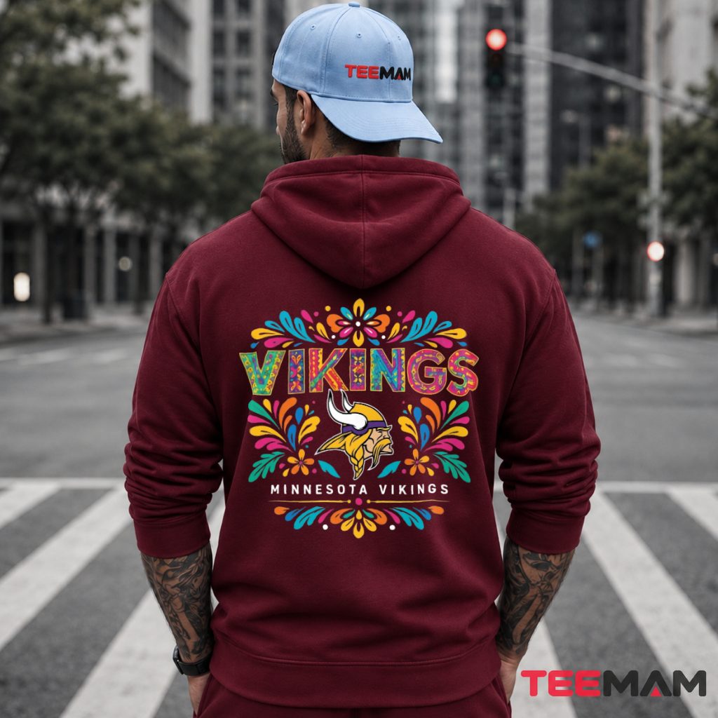 Minnesota Vikings Colorful Floral Mandala Hoodie Minnesota Vikings Colorful Floral Mandala Hoodie