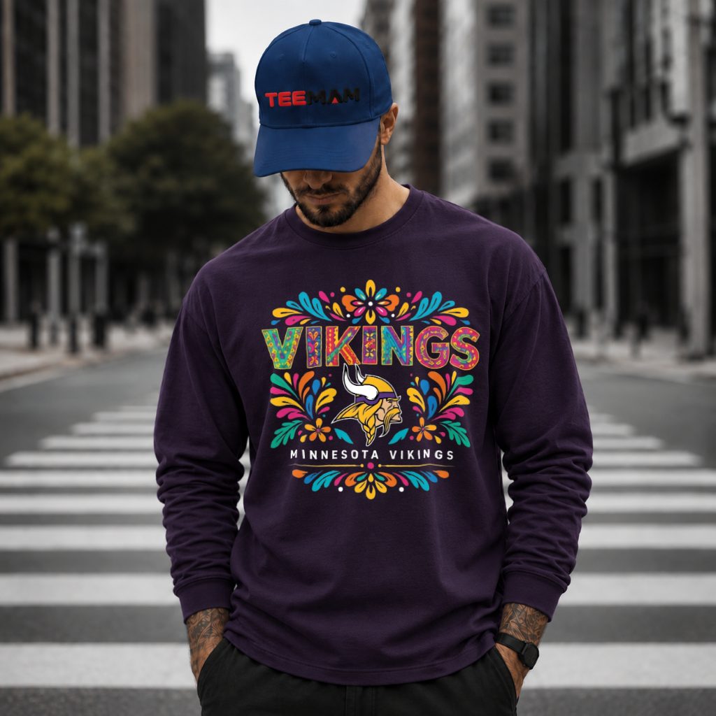 Minnesota Vikings Colorful Floral Mandala Long Sleeve Minnesota Vikings Colorful Floral Mandala Long Sleeve