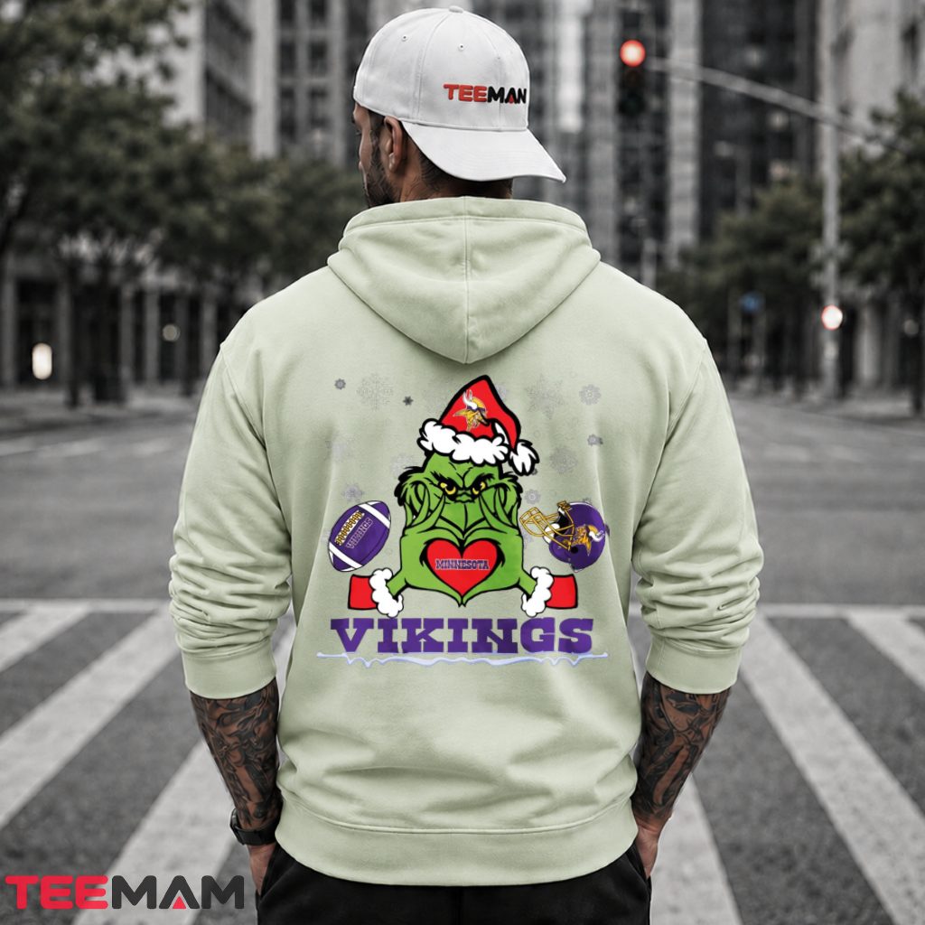 Minnesota Vikings Grinch Heart Snowflakes Hoodie Minnesota Vikings Grinch Heart Snowflakes Hoodie