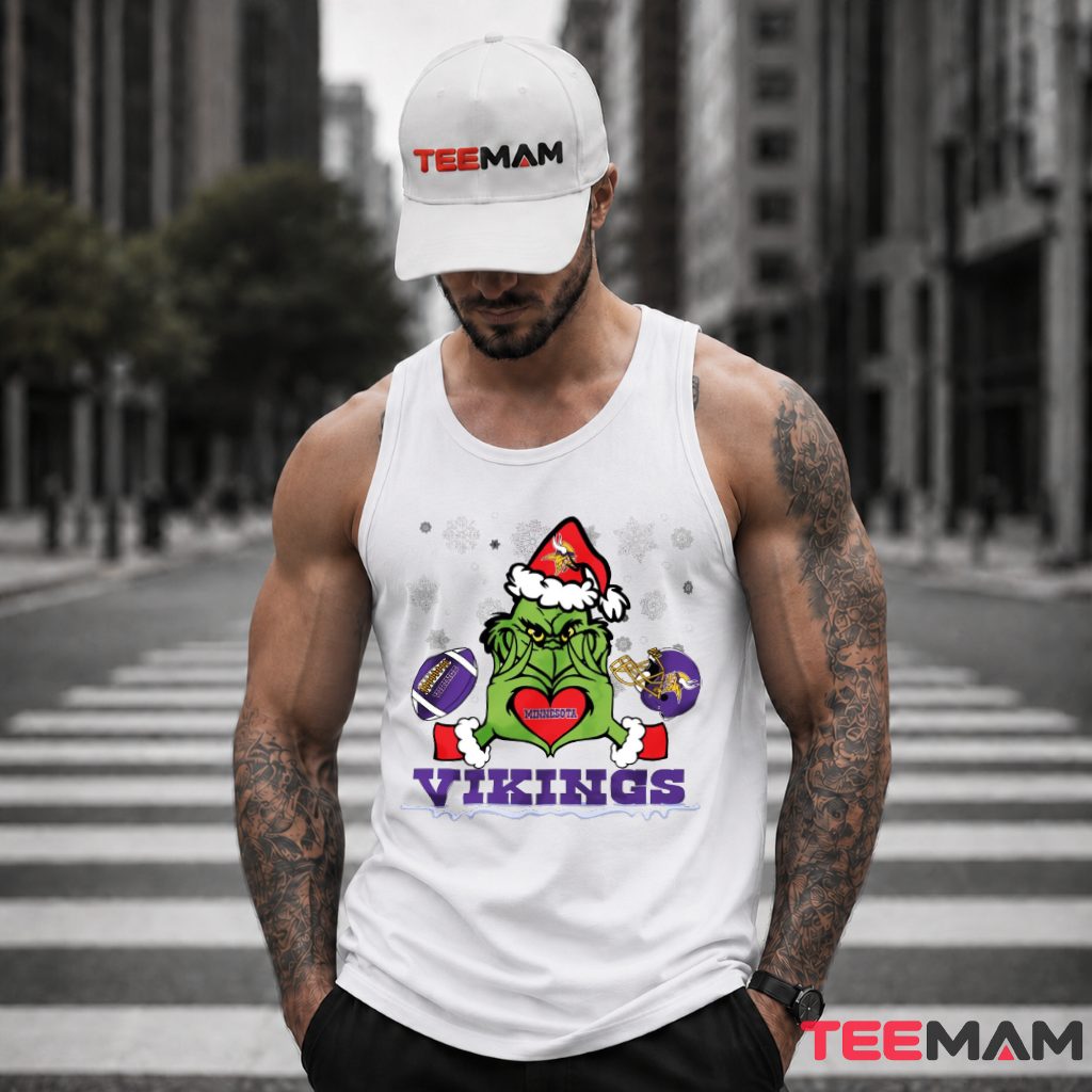 Minnesota Vikings Grinch Heart Snowflakes Tank Top Minnesota Vikings Grinch Heart Snowflakes Tank Top