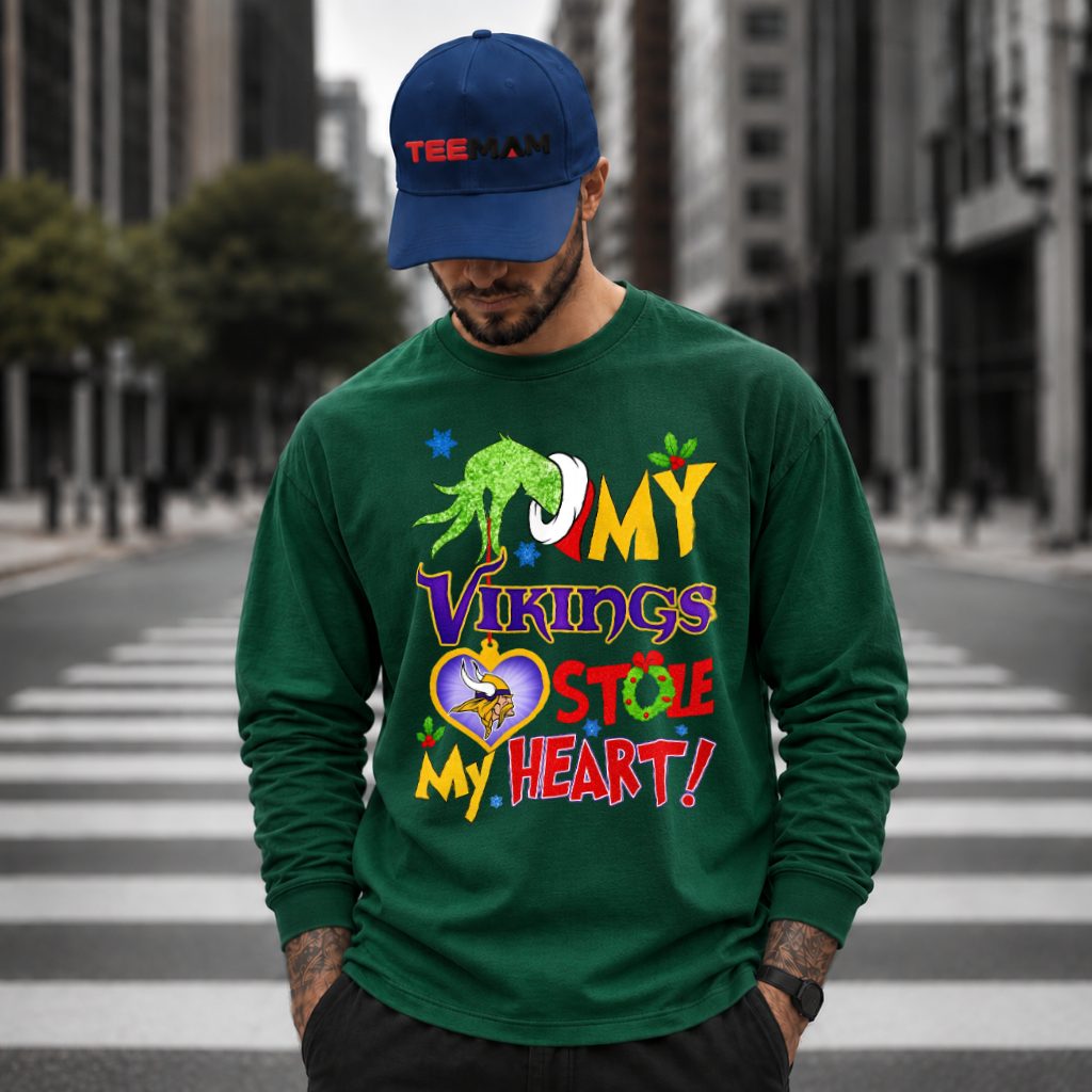 Minnesota Vikings Grinch Stole My Heart Long Sleeve Minnesota Vikings Grinch Stole My Heart Long Sleeve