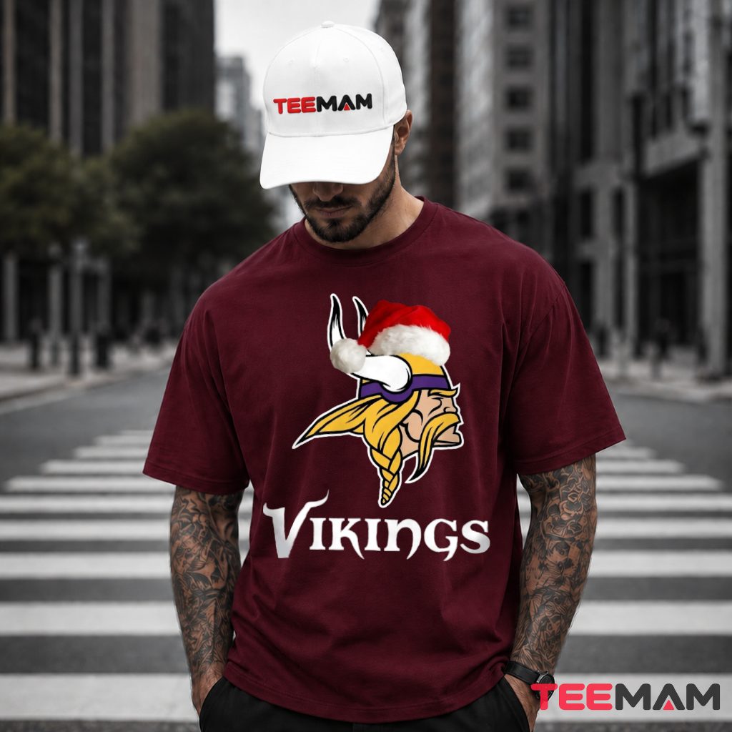 Minnesota Vikings Logo Santa Hat T-Shirt