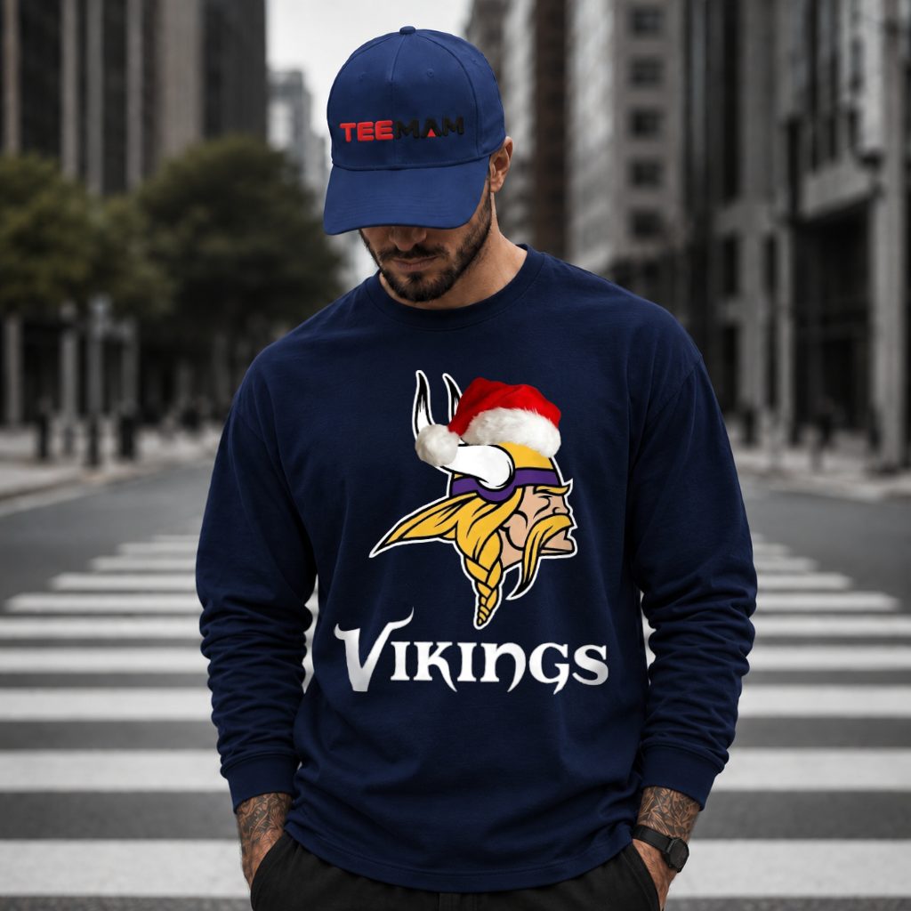 Minnesota Vikings Logo Santa Hat Long Sleeve Minnesota Vikings Logo Santa Hat Long Sleeve