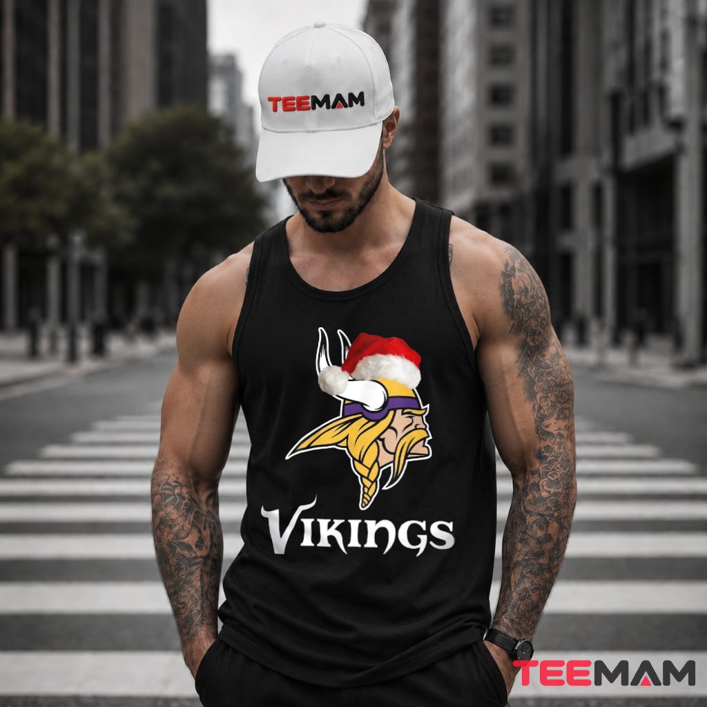 Minnesota Vikings Logo Santa Hat Tank Top Minnesota Vikings Logo Santa Hat Tank Top