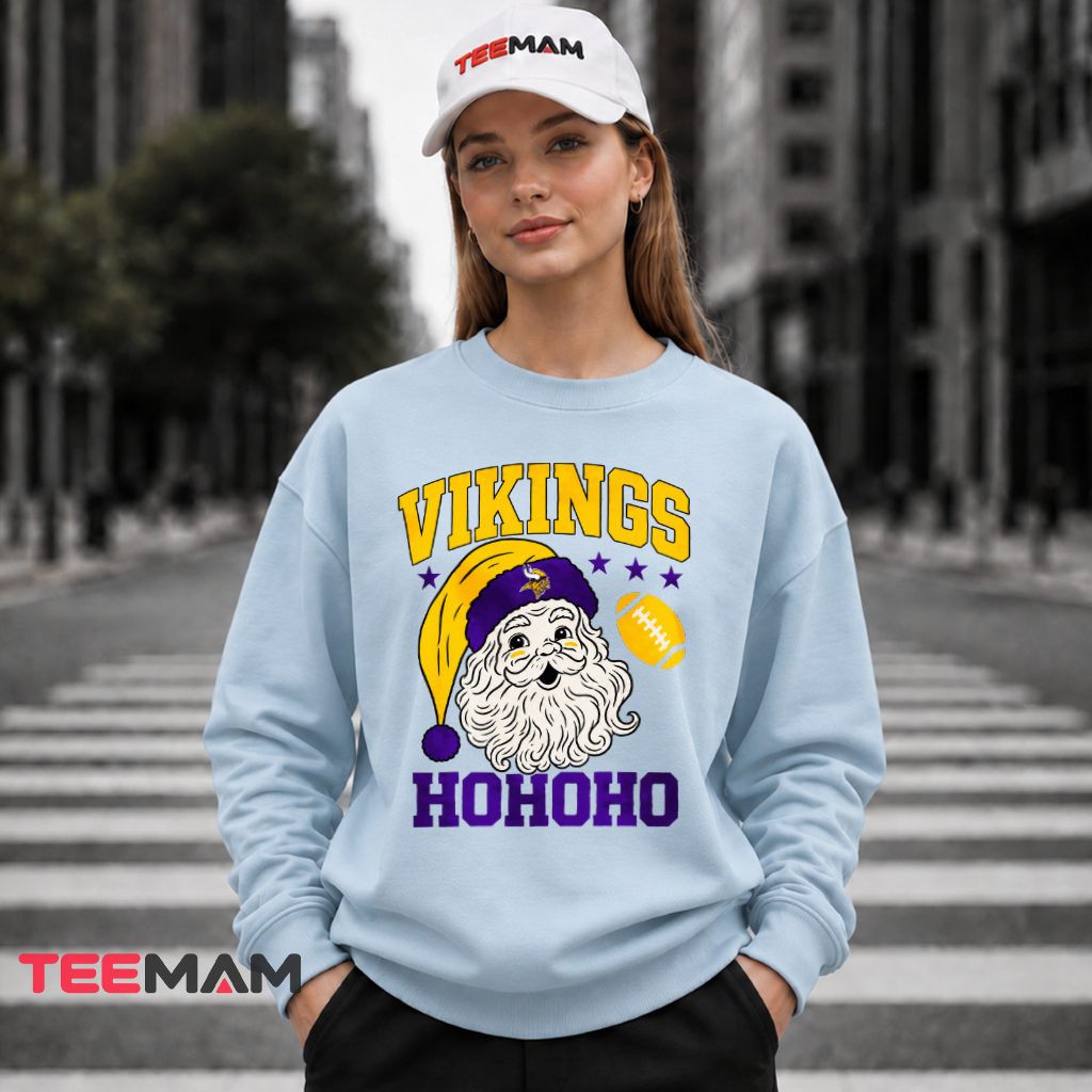 Minnesota Vikings Santa Ho Ho Ho Long Sleeve Minnesota Vikings Santa Ho Ho Ho Long Sleeve