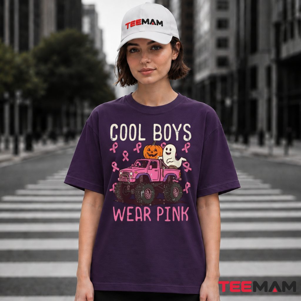 Monster Truck Pumpkin Ghost Cool Boys Wear Pink T-Shirt