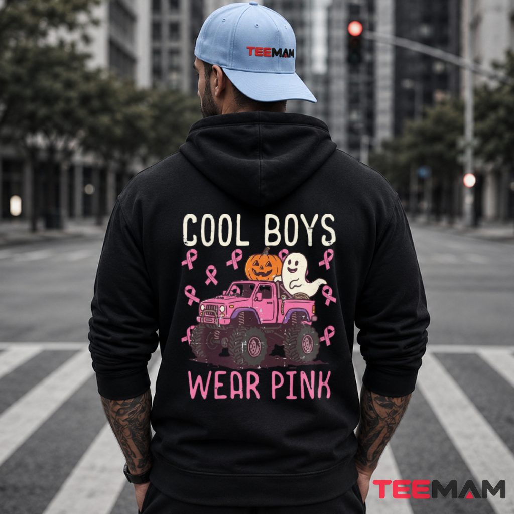 Monster Truck Pumpkin Ghost Cool Boys Wear Pink Hoodie Monster Truck Pumpkin Ghost Cool Boys Wear Pink Hoodie