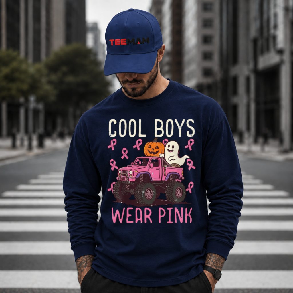 Monster Truck Pumpkin Ghost Cool Boys Wear Pink Long Sleeve Monster Truck Pumpkin Ghost Cool Boys Wear Pink Long Sleeve