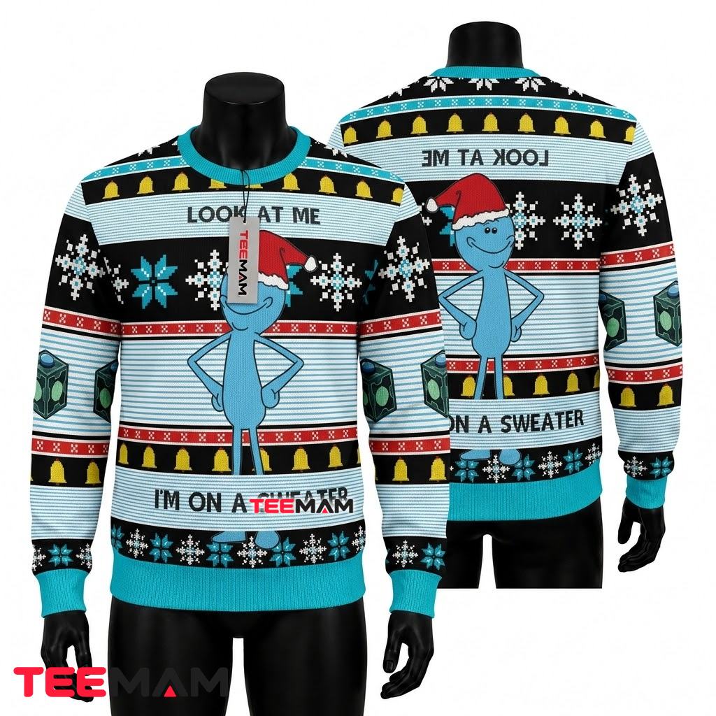Mr Meeseeks Ugly Christmas Sweater Look At Me Front