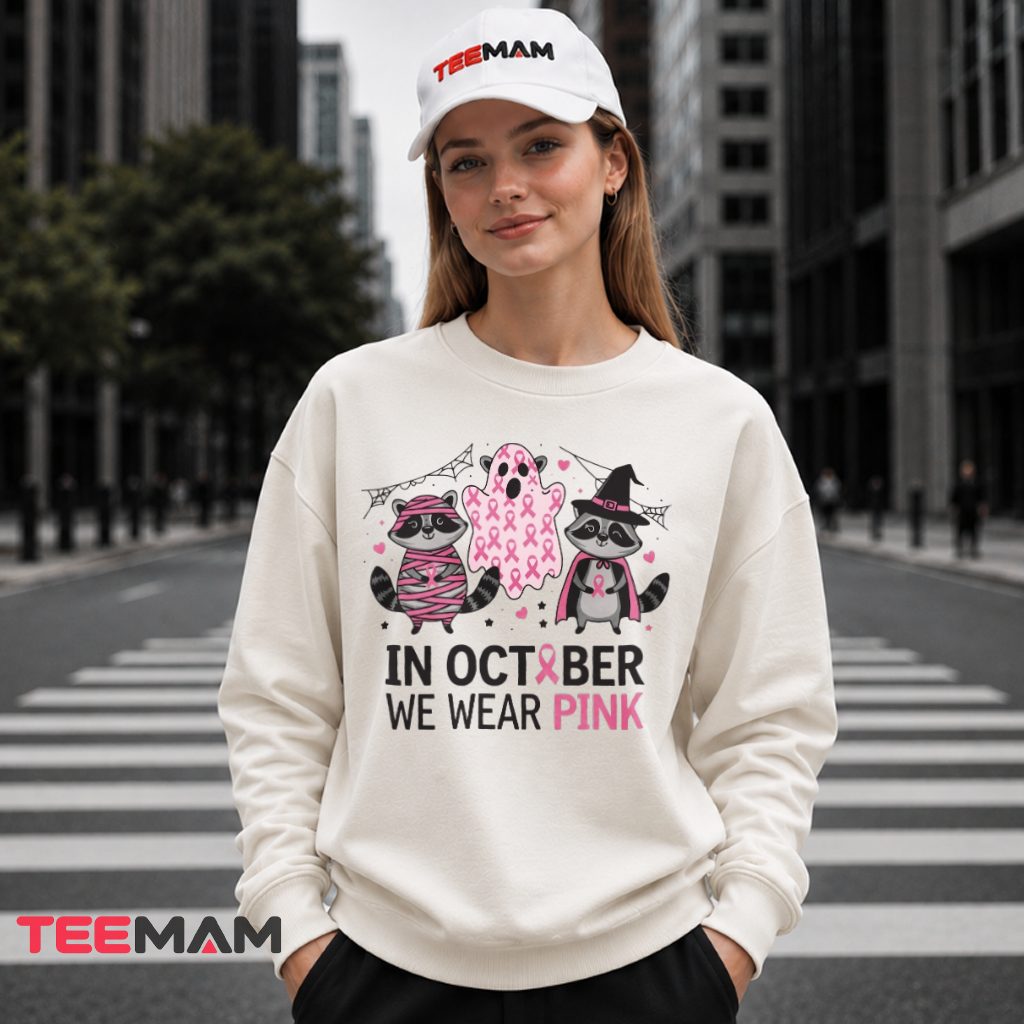 Mummy Witch Raccoons In October We Wear Pink Long Sleeve Mummy Witch Raccoons In October We Wear Pink Long Sleeve