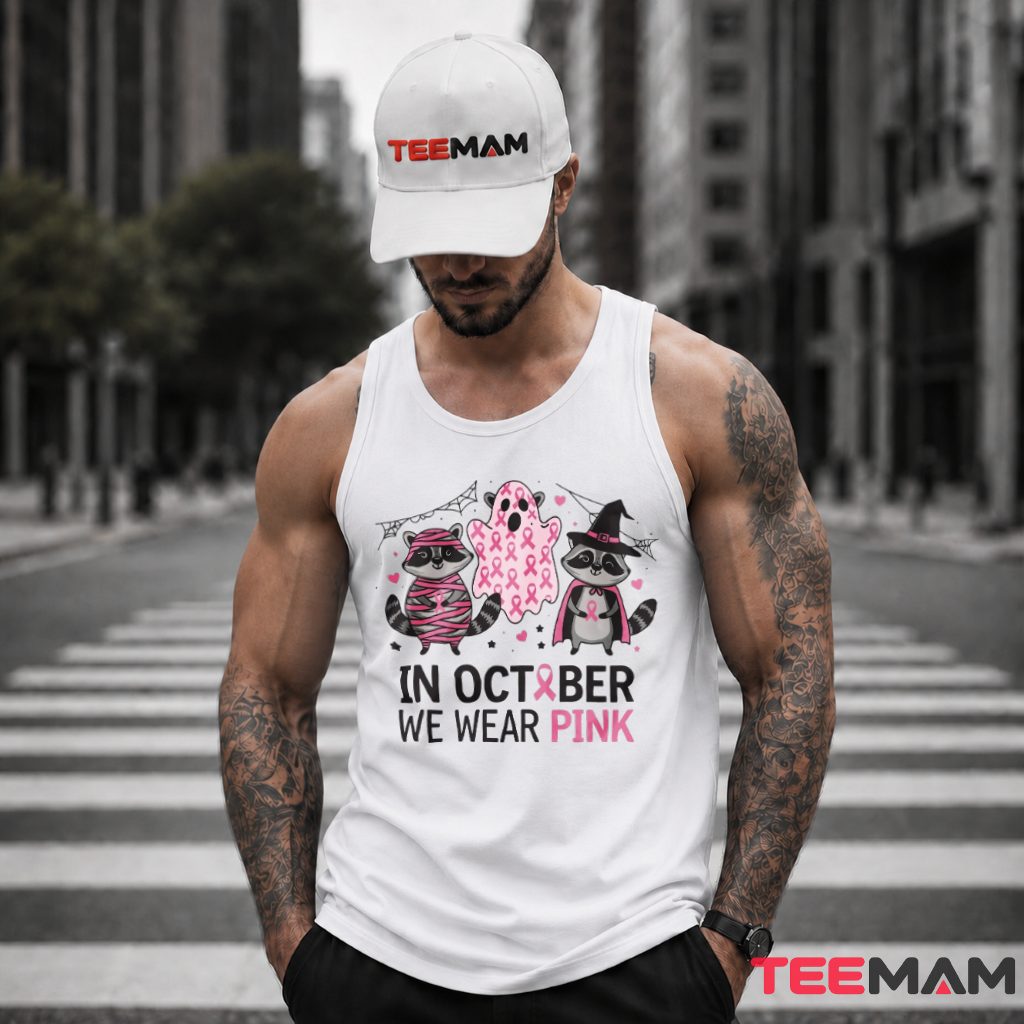 Mummy Witch Raccoons In October We Wear Pink Tank Top Mummy Witch Raccoons In October We Wear Pink Tank Top